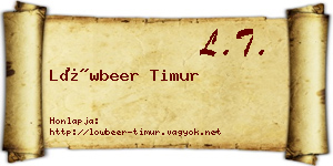 Löwbeer Timur névjegykártya
